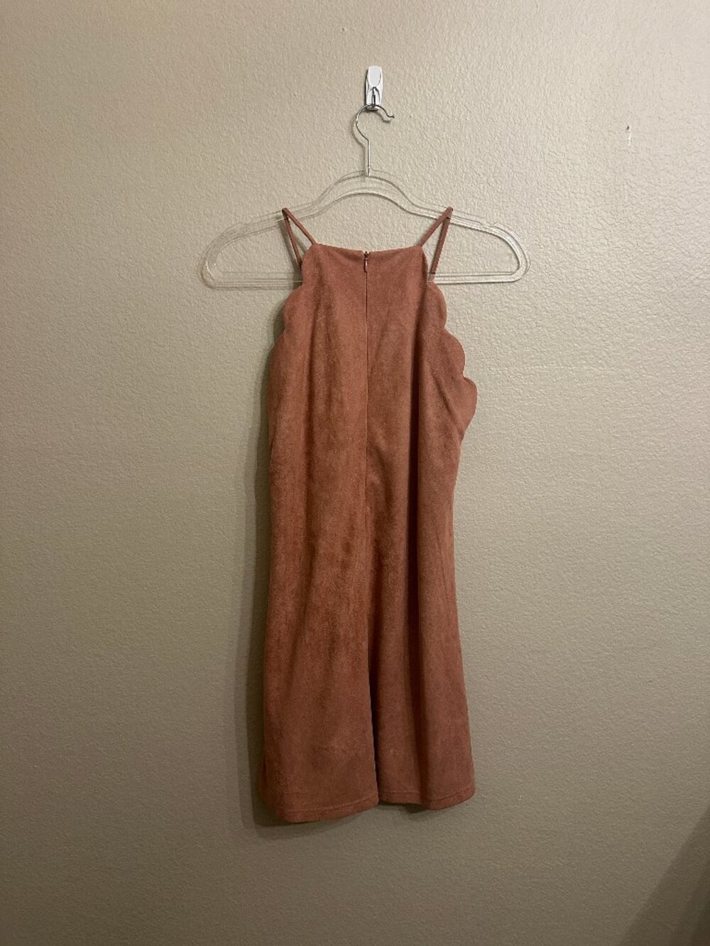 Alya Blush Pink Suede Scalloped Dress - Picture 4 of 4